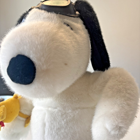 Vintage Snoopy Plush with Woodstock World War I Flying Ace with Aviator 17” - Picture 7 of 10